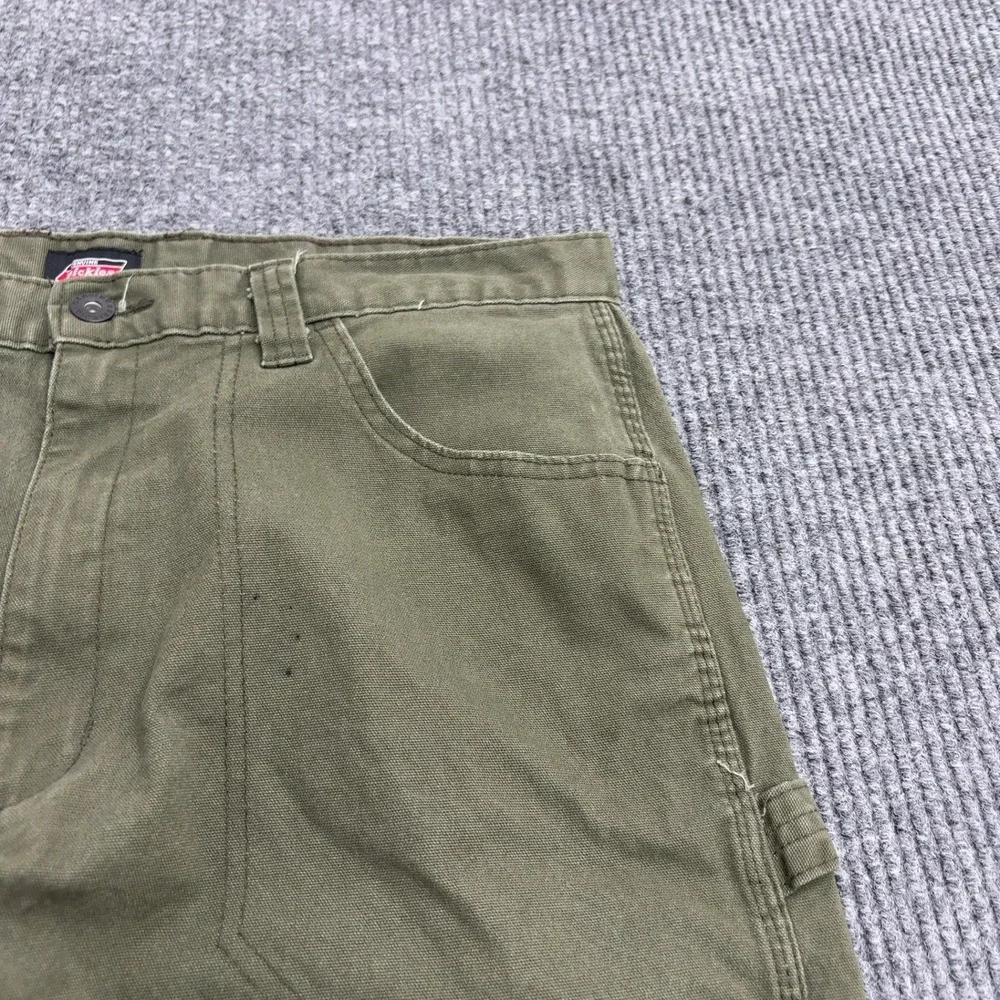 Dickies Carpenter Shorts Mens 36 Green Cotton Canvas Utility Workwear Casual